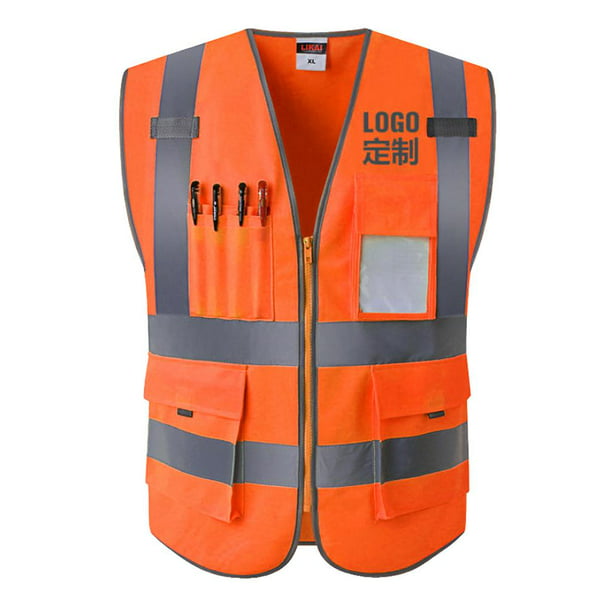 FEimaX Chaleco de seguridad de alta visibilidad, chaleco de trabajo  reflectante de malla para hombres y mujeres con bolsillos y cremallera,  cumple con