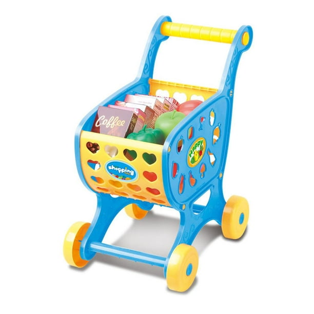 Juguete de Carrito de Compra de Supermercado de Montaje Bricolaje con  Comidas de Simulación Juego de Rol para Niñas Azul Baoblaze Carro de compras  de juguete