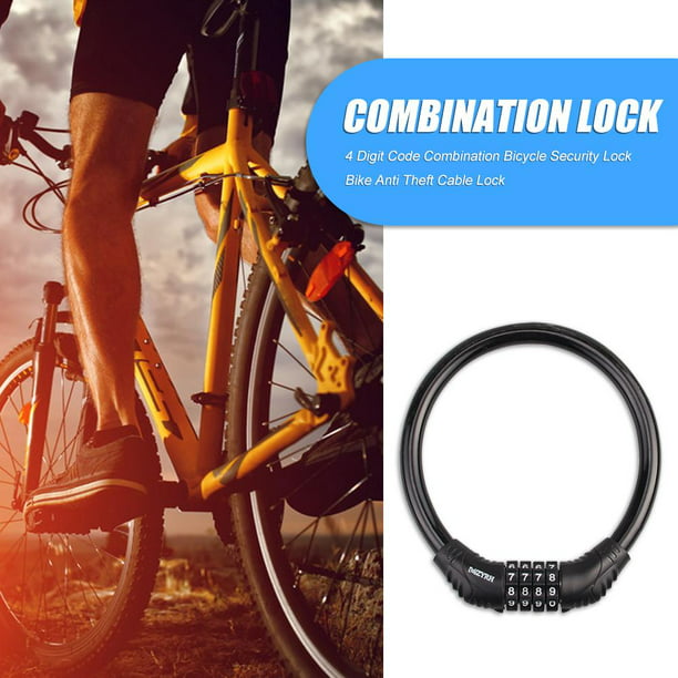 Candado de bicicleta portátil para bicicleta, cable de alta seguridad,  bloqueo de bicicleta con códigos de 4 dígitos, ideal para asegurar  bicicleta