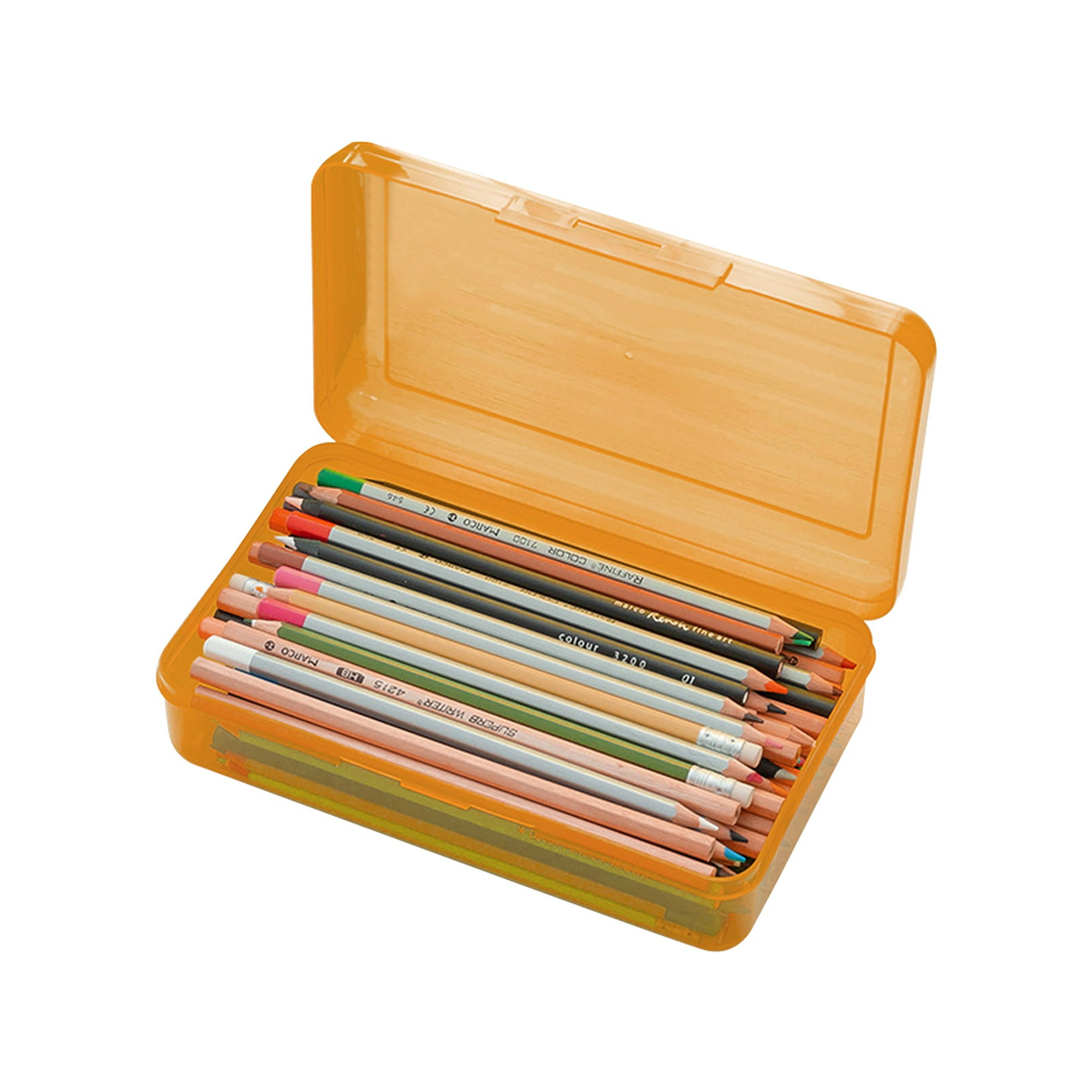 Caja de lápices de plástico de colores, estuche de lápices de gran  capacidad, cajas de lápices para niños y adultos, caja de almacenamiento  rígida con