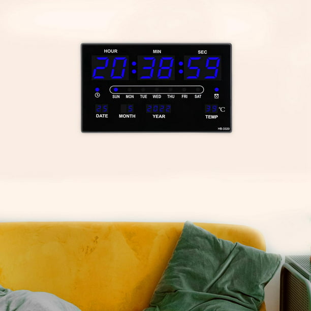 Reloj Digital Grande de Pared O Mesa, Pantalla LCD Grande de 10 Pulgadas, Relojes  Digitales con Alarma Fuerte para Dormitorio, Reloj Calendario con Ho , 2  Macarena reloj digital pantalla grande