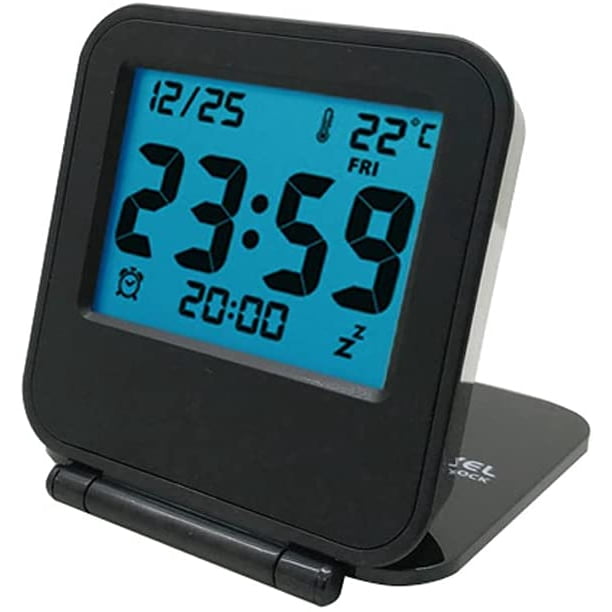  Pilipane Reloj despertador digital inteligente LCD, funciona  con pilas, reloj electrónico pequeño con temperatura interior, reloj  despertador de escritorio, sensor de sonido,  hora/calendario/semana/temperatura, repetición (negro) : Hogar y