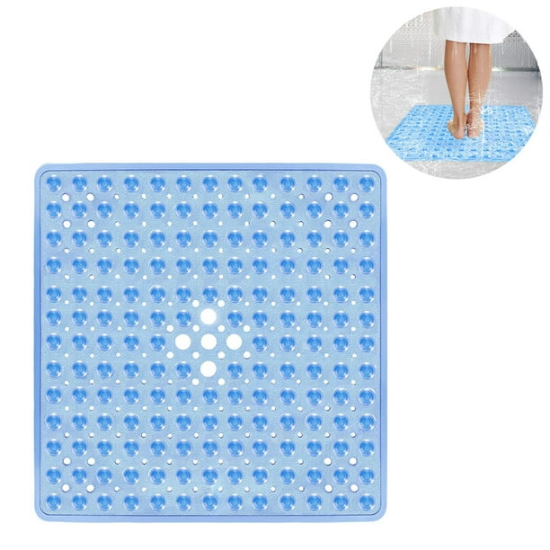 Alfombra antideslizante con ventosas bañera/ ducha azul claro 53 x 53 cm