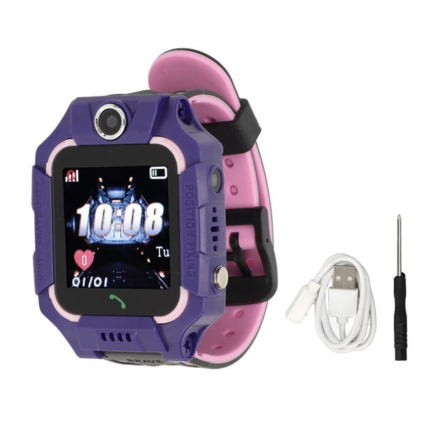 Reloj de teléfono para niños con pantalla táctil HD, posicionamiento GPS,  SOS, resistente al agua, reloj de llamada para niños con podómetro, cámara  despertador, color morado