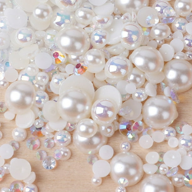 Medias perlas para manualidades, juego de cuentas de perlas con