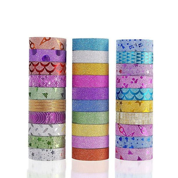 Juego de 30 rollos de cinta adhesiva Washi, colección de cintas decorativas  para manualidades para bricolaje y envoltura de regalos con diseños y  patrones coloridos
