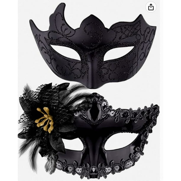 Conjunto de máscaras de disfraces de pareja Máscara de fiesta Máscara de  disfraz de Halloween de plástico Máscara de Mardi Gras para mujeres y  hombres