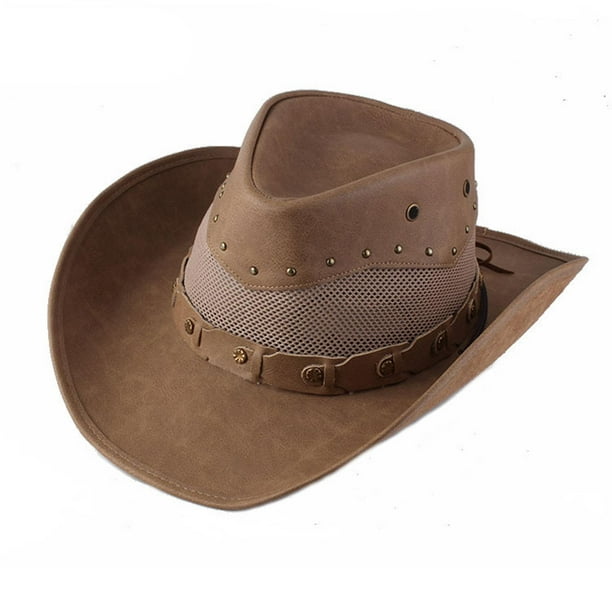 Sombrero de vaquero occidental para Hombre, gorras de Jazz, Sombrero  parasol para exteriores, Sombrero clásico de enrollable con cuerda para 2  colores Sunnimix sombrero de vaquero