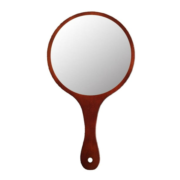 Espejo de maquillaje de madera portátil pequeño hecho a mano, mango  portátil, espejo cosmético redondo con una sola manija personal tocador  cosmético