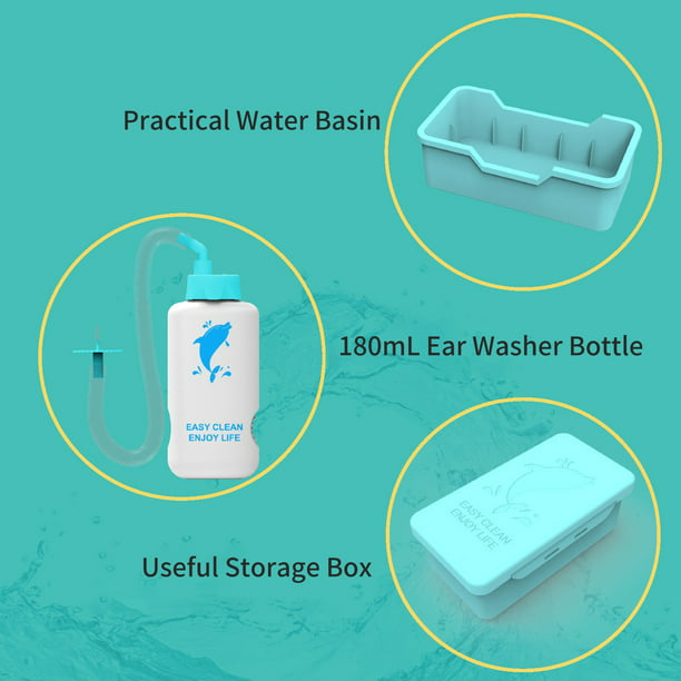 Lavador de oídos manual Botella de lavado de oídos con caja de  almacenamiento Punta flexible Kit de limpieza de oídos con lavabo para  adultos y niños