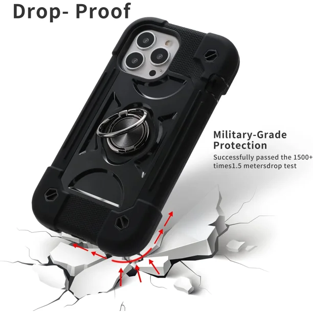 AICase Funda resistente para iPhone 13 Pro Max/12 Pro Max, resistente de 3  capas de protección de grado militar, a prueba de golpes y caídas para