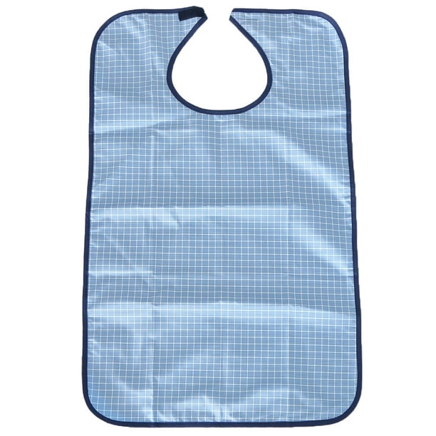 Babero de silicona para adultos con un protector de tela de bolsillo  extraíble, impermeable, lavable, color azul