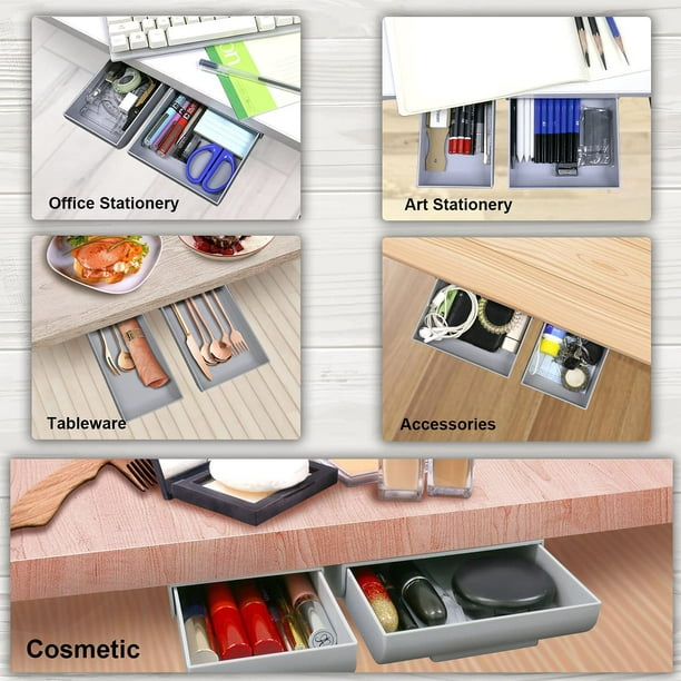 Comprar Organizador adhesivo para cajón debajo del escritorio, caja de  almacenamiento de escritorio oculta, portalápices para el hogar