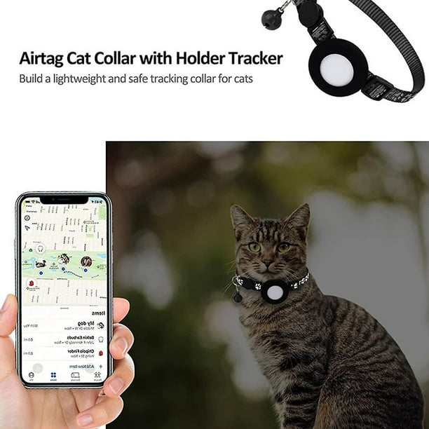 Collar reflectante para gato Airtag con soporte para GPS, hebilla de  seguridad y campana para gato, JM