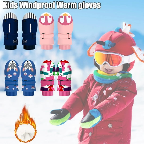 Guantes de esquí de nieve de invierno para niños y niñas, guantes térmicos  de punto para niños, guantes cálidos con forro para clima frío de 5 a 12