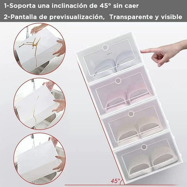 12 Cajas Para Zapatos Transparentes Apilables Engrosado Blanco