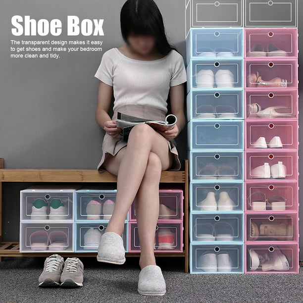 Caja de zapatos, hogar espesar transparente apilable caja de zapatos a  prueba de polvo caja de almacenamiento de zapatos ultra sensible Jadeshay A