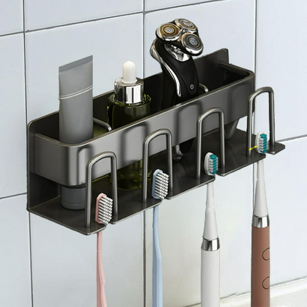 Linkidea Porta cepillos de dientes para baño, 3 ranuras para cepillos de  dientes y pasta de dientes, soporte de almacenamiento para encimera