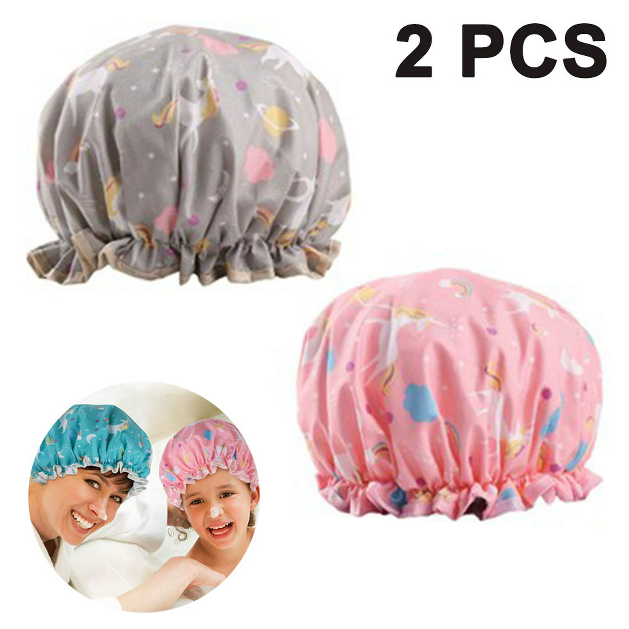 Gorro de ducha para mujer, doble capa, reutilizable, ajustable, gorras de  baño de seda suave para quimioterapia, paquete individual, 2 paquetes, 3