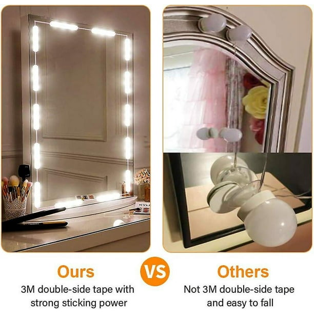 Luces LED para espejo de tocador: 60 luces LED para maquillaje de tocador,  luces LED blancas ultrabrillantes para espejo con control táctil regulable  para mesa de tocador y Ba YONGSHENG 8390614777255