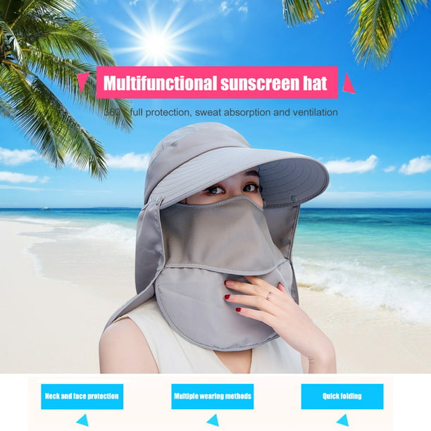 Sombrero para el sol Sombrero de ala ancha para mujer Anti UV Summer Face  Mask Sun Cap para viajes al aire libre Ciclismo JShteea El nuevo