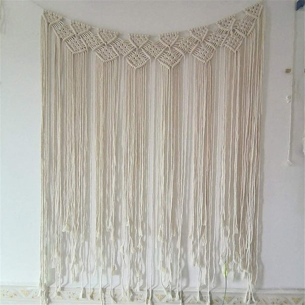  Tapiz de macramé para colgar en la pared, tejido a mano, color  beige y rosa con cuerda de algodón, decoración de pared (tamaño 27.6 x 31.5  in) : Hogar y Cocina