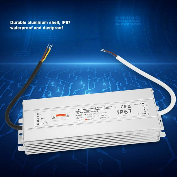 Transformador de fuente de alimentación LED, 60 W CC 24 V 2.5 A LED Farola  Fuente de alimentación IP67 impermeable Transformador de salida para