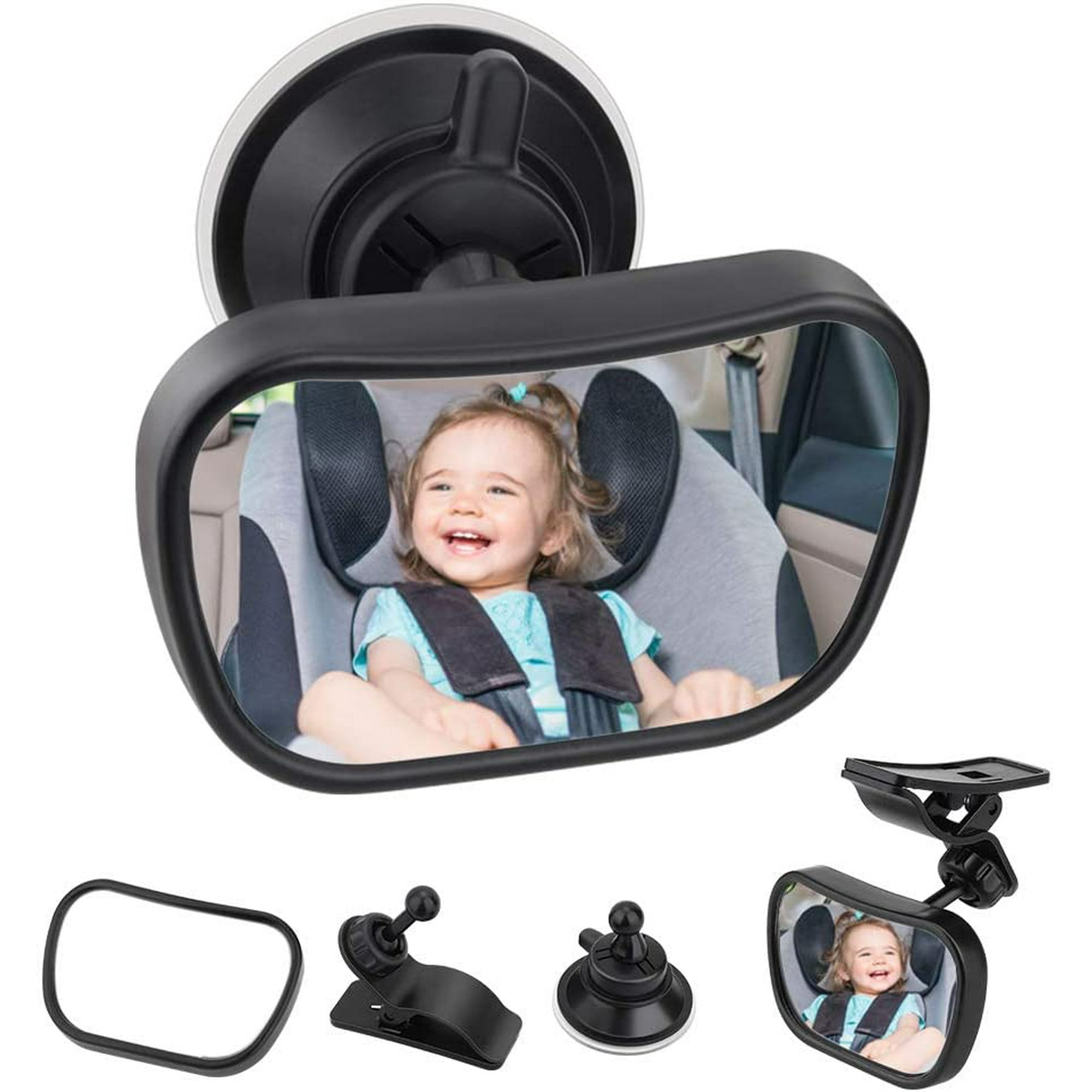 Espejo Coche Bebe Asiento Trasero, Espejo Retrovisor Bebé inastillable,  para sillón de niño y asiento de bebé, giratorio 360 °, espejo de coche de