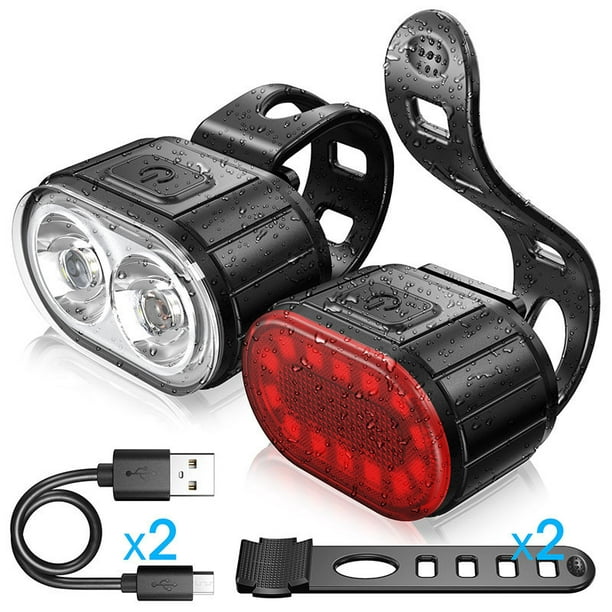 Comprar Juego de luces de bicicleta recargables con USB, luz delantera con  luz trasera, fácil de instalar, 3 modos, accesorios para bicicleta