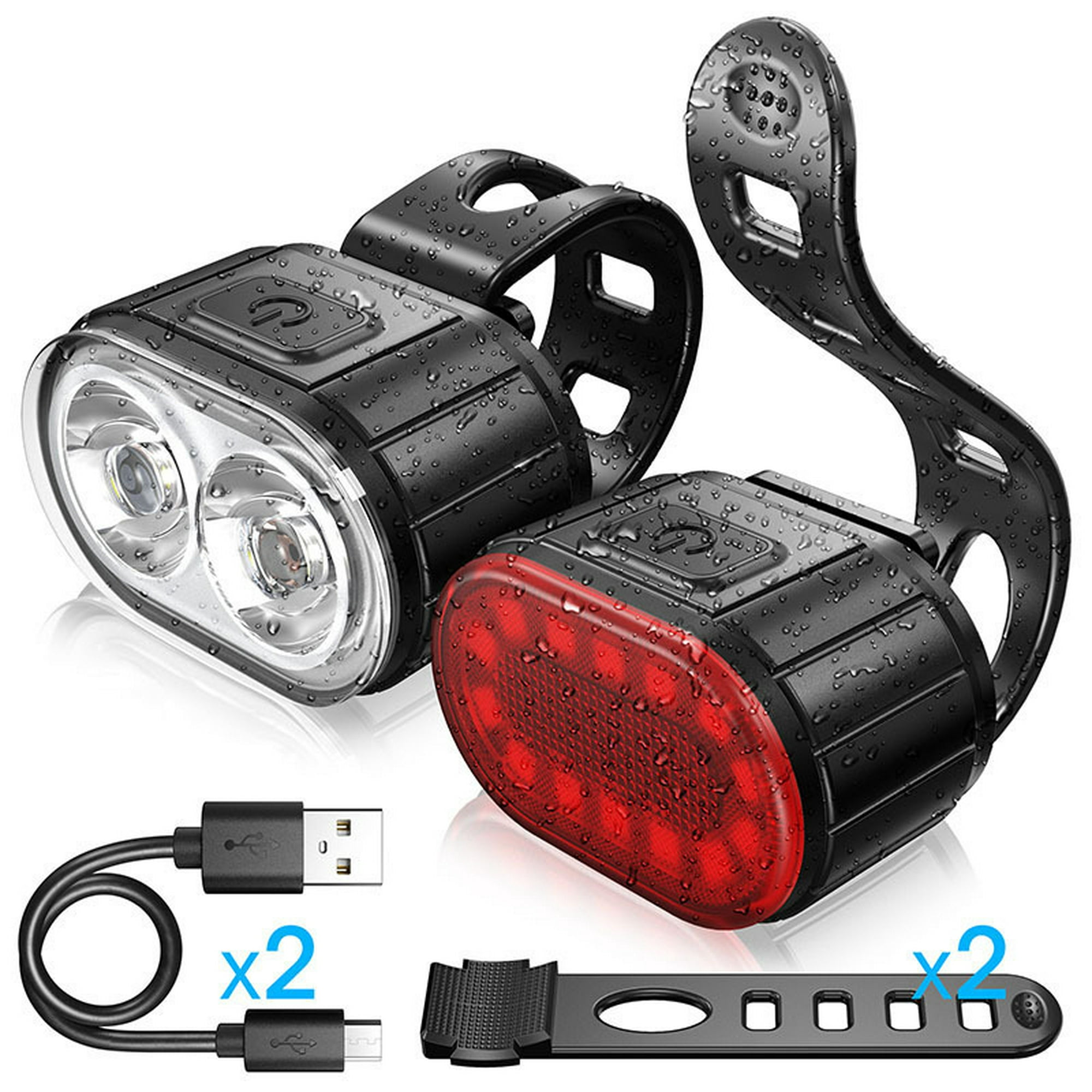 Juego de luces de bicicleta recargables USB, brillantes para seguridad en  la conducción nocturna, Luz trasera delantera y trasera con batería de larga