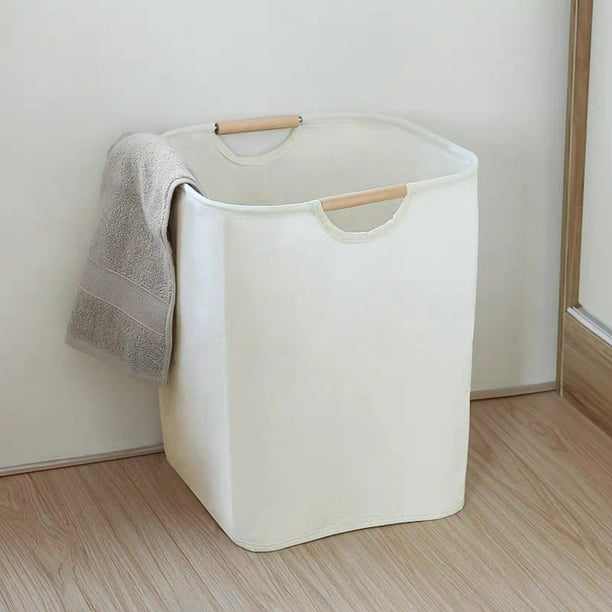 Cesta de lavandería impermeable, cesta grande para ropa sucia con mango de  madera, cesta plegable para almacenamiento de ropa para lavandería, baño