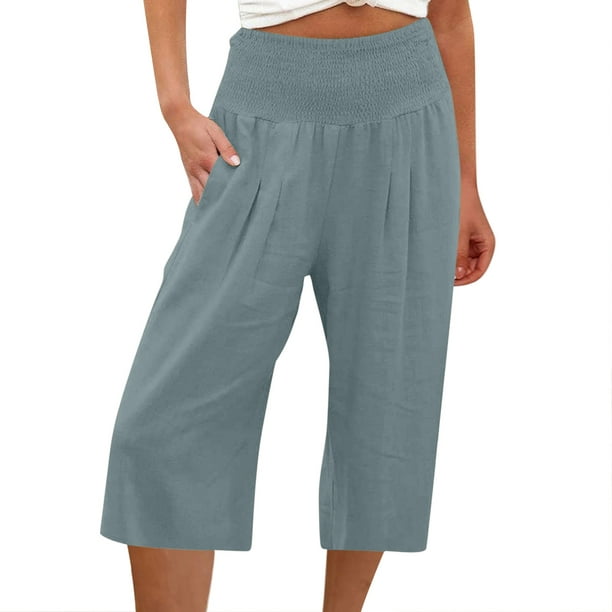 Pantalones Capri, Pantalones de algodón para mujer, Pantalones de