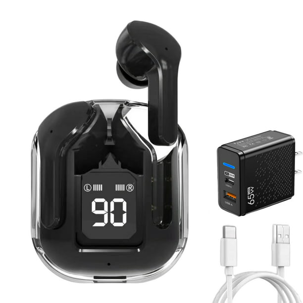 Audífonos Inalámbricos Bluetooth 5.3 de Transparente Auriculares con  Microfono y Cargador USB+PD Tip Tmvgtek para iPhone Samsung Huawei Laptop