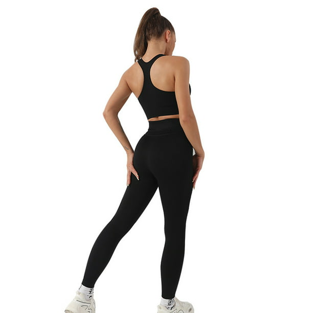 Conjunto De Yoga 2 piezas de ropa deportiva para mujer, ropa deportiva sin  costuras, artículos deportivos (negro S) Likrtyny Para Estrenar