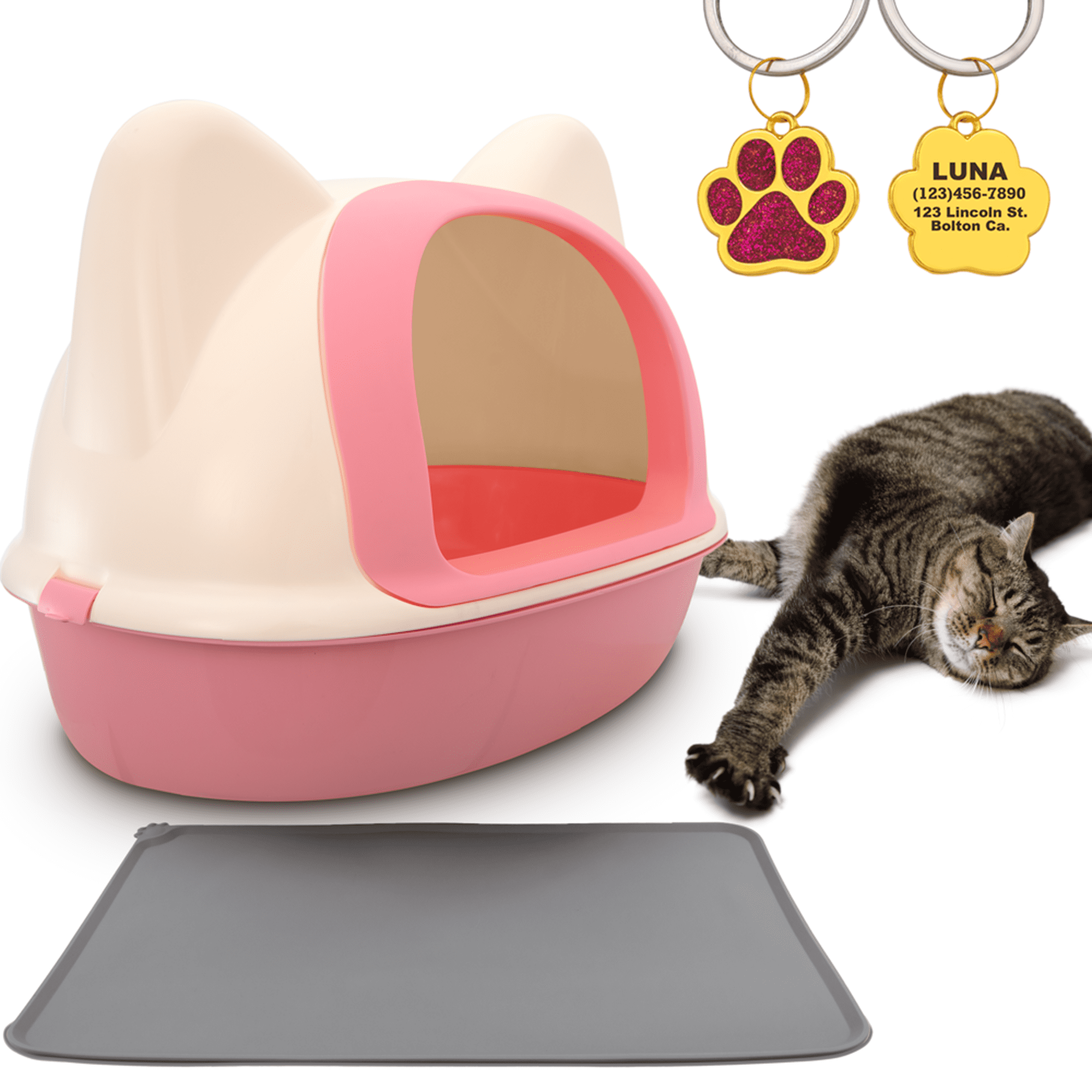 KE WOOW Arenero para Gato Grande, Caja de Arena para gato, Inodoro Cerrado,  Ambiente Autolimpiable con Tecnlologia fotocatalitica, puerta frontal, con