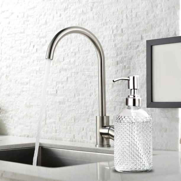 KUSVADO Dispensador de jabón de ducha de vidrio sin taladro/dispensador de  jabón de manos con soporte ajustable de acero inoxidable para baño y cocina