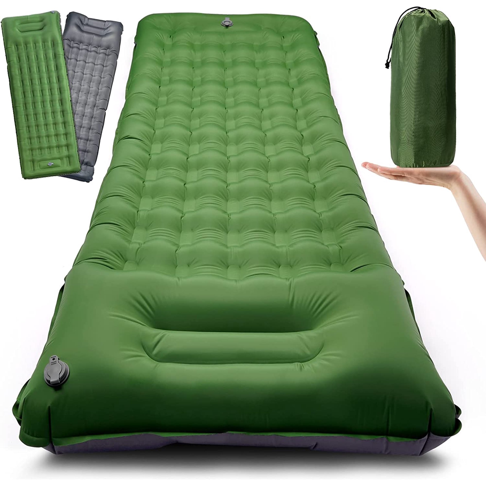 Colchón para acampar, colchón inflable individual de 2006613CM con almohada,  colchoneta ultraligera esquí esquí Gafas de esquí