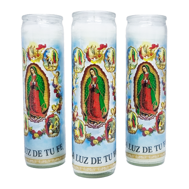 Veladora Virgen De Guadalupe De Las Apariciones Con Vaso de Vidrio ...