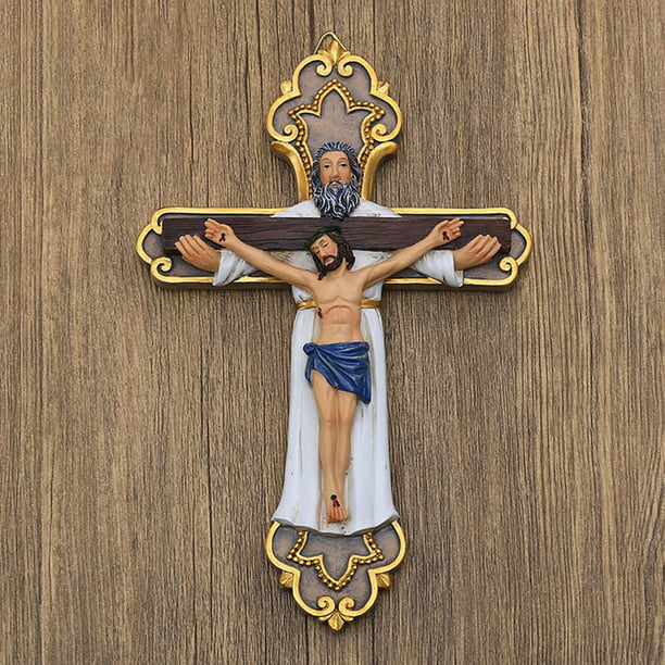 Crucifijo Cruz de pared regalos católicos cruces decoración de pared 10  pulgadas de alto pintado a mano (color completo)