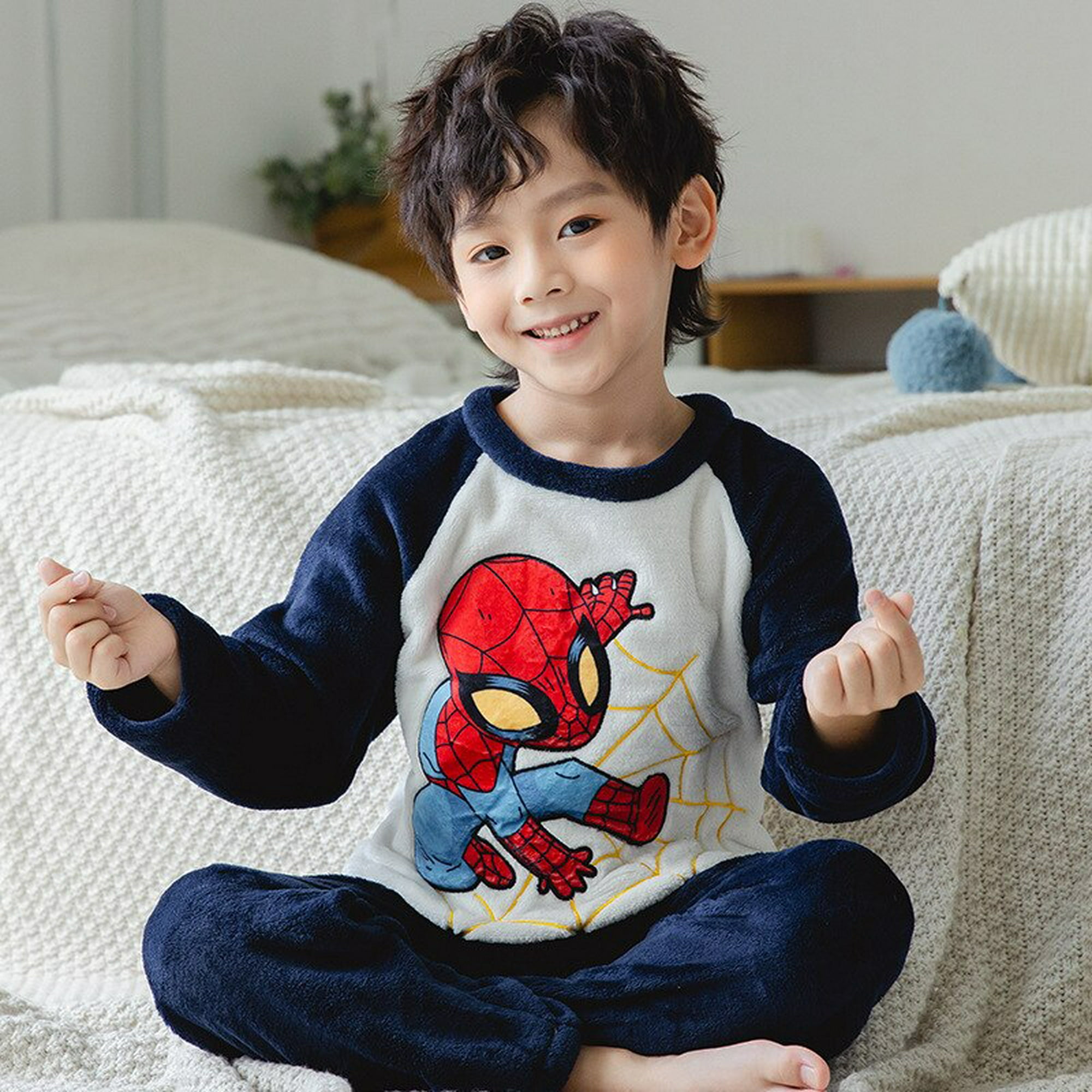 Pijama de Spiderman Marvel Conjunto de pijamas para niños Primavera y otoño  Pijama de manga larga de dibujos animados para bebés Ropa de dormir para  niñas 14 altura 125-135 cm zhangyuxiang CONDUJO