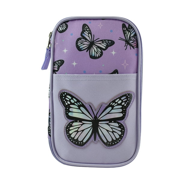 Bolaz Estuche para lápices de acuarela con diseño de mariposas y animales  de gran capacidad, con compartimento, organizador de papelería para