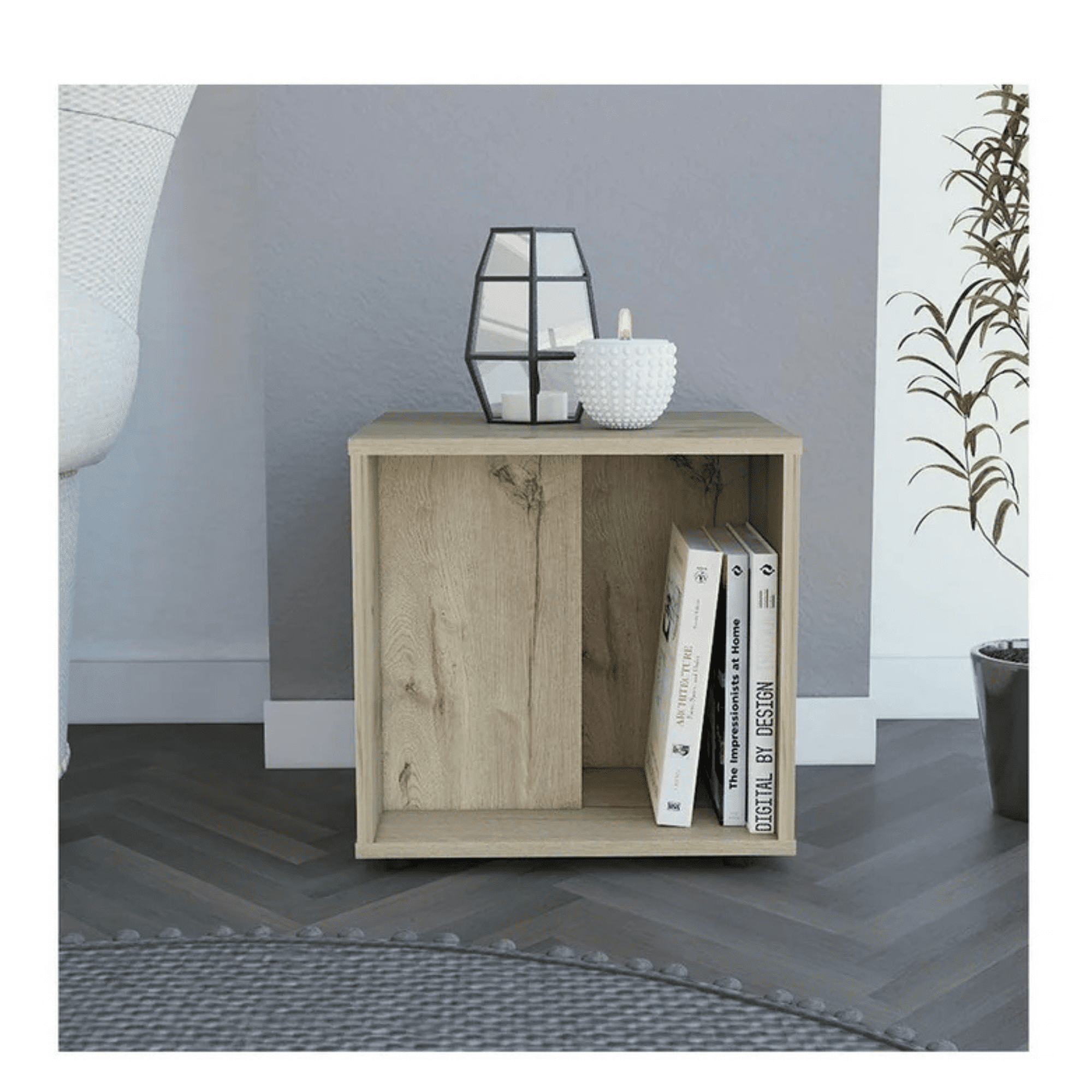 Mesa auxiliar lateral para sala o sofá con puertas organizadores| excelsior