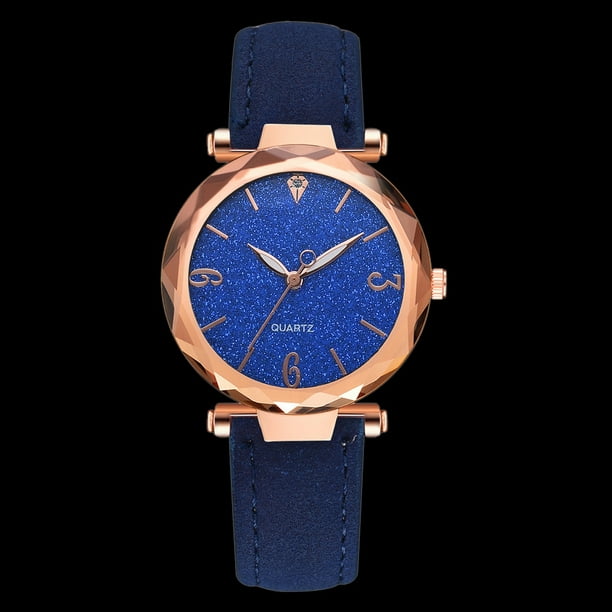 Reloj Elegante Rosé Marrón con Dial Azul