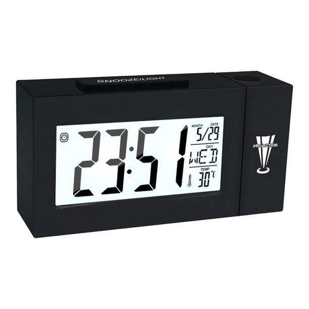 Reloj despertador de proyección portátil, fecha de repetición, 12/24 horas,  configuración, reloj Digital, reloj despertador electrónico para Macarena Proyector  Despertador