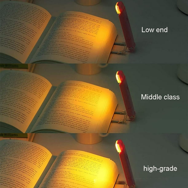 Luz LED recargable por USB para lectura de libros, luz nocturna de  protección ocular, Clip portátil, marcador de luz de escritorio, lámpara de  noche