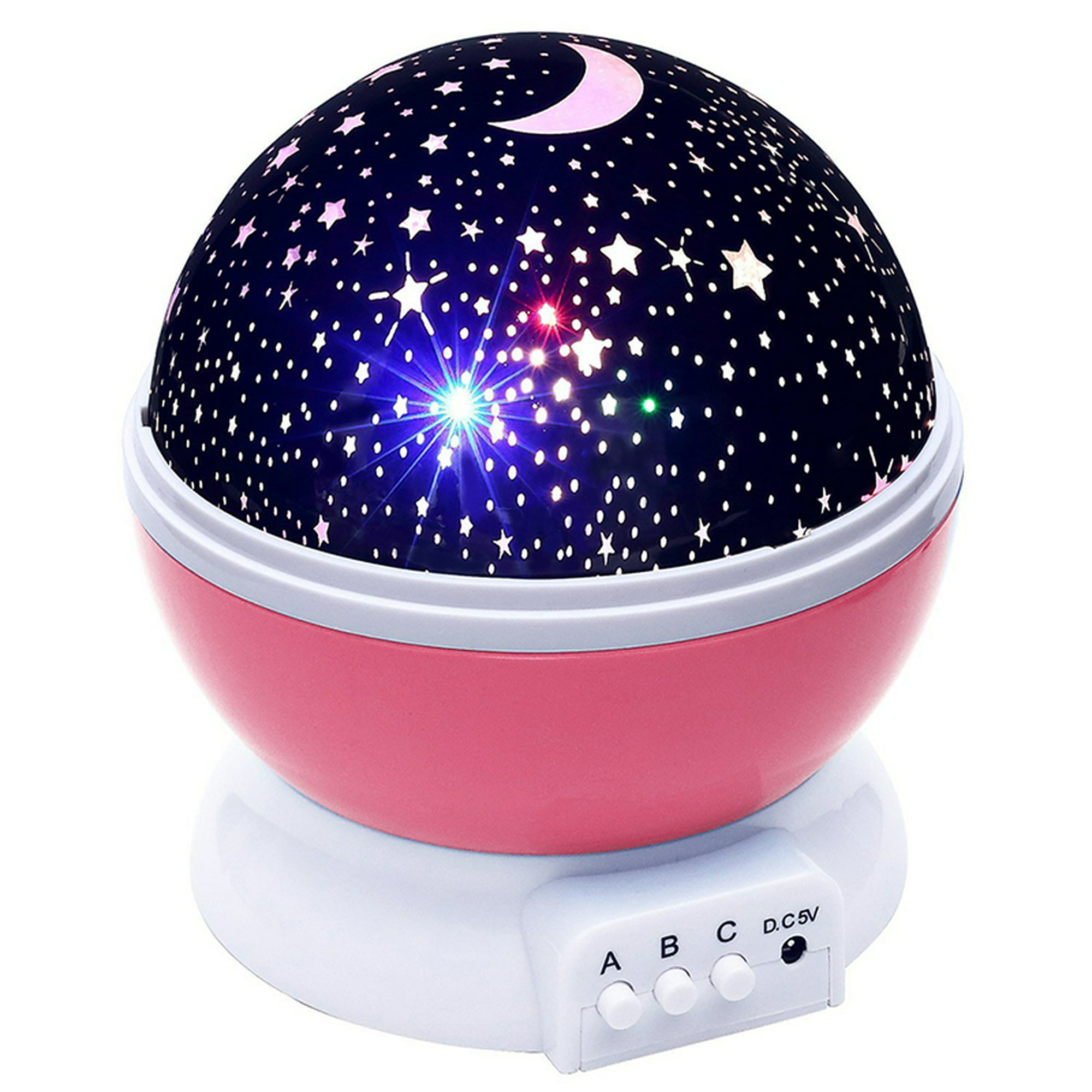 Luz de Noche de estrellas alimentada por USB/batería, lámpara giratoria LED  estrellado cielo con Luna