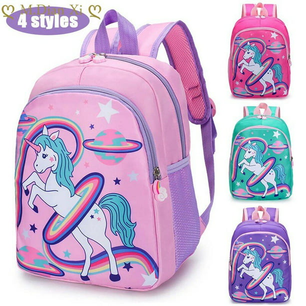 Comprar Mochila con cremallera y estampado de dibujos animados de unicornio  para niños, mochila escolar para guardería, para niñas