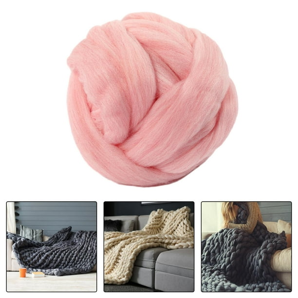 Hilo de lana grueso, manualidades de hilo de tejer a mano, hilo de lana  súper voluminoso, hilo de tejer de brazo súper suave para cama de Rosa  Macarena Hilo de lana gruesa