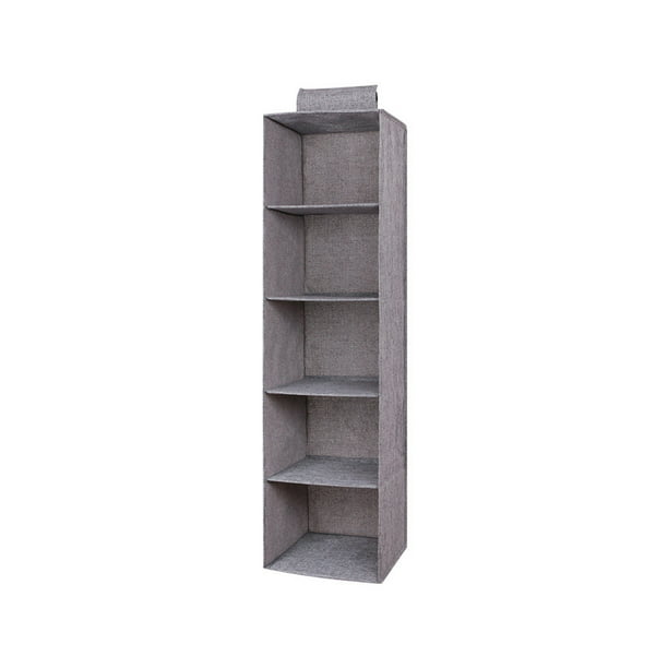 Paquetes de organizador colgante de armario, 3 estantes grises colgantes  para armario, estantes de almacenamiento y 3 estantes de tela de lino para