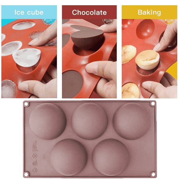 Molde de silicona semiesfera grande de 6 cavidades, 2 paquetes de moldes  para hornear para hacer chocolate, pastel, gelatina, mousse de cúpula  MFZFUKR 2033807-2